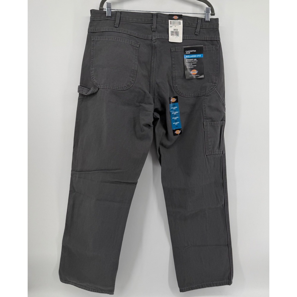 Dickies Carpenter Jeans Mens 36x32 Gray Relaxed Fit Straight Leg 1939RSL Canvas